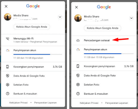 mencadangkan foto di google foto 