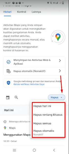 cara menghapus history aplikasi Google maps semuanya