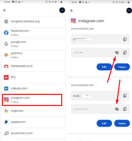 cara melihat password instagram yang tersimpan di android 